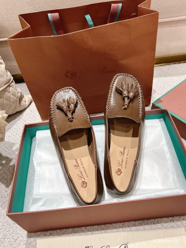 2025 Women Le Parmentier Brown Leather Loafer Tassel LY00291