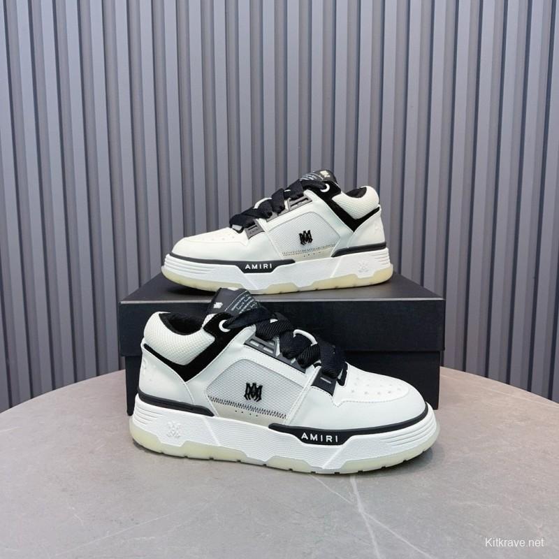 2024 Unisex Amiri Black White Leather Sneakers MJ00360