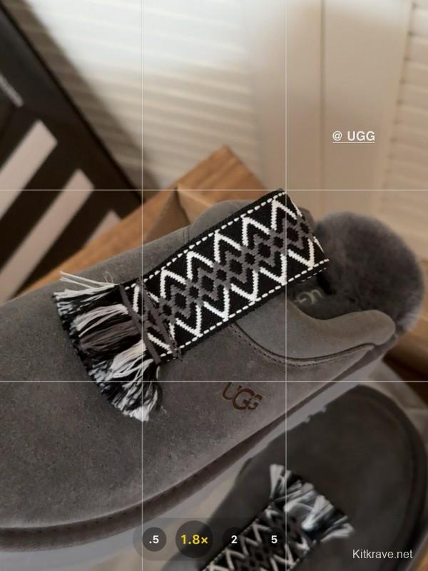 2024 UGG Gray Suede Slippers Tassel MJ00230