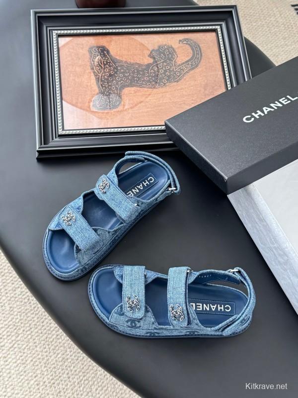2025 Women Chanel Blue Denim Sandals LY00320