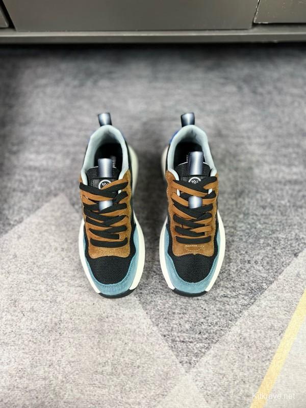 2024 Men Armani black brown blue green leather mesh sneakers MJ00230