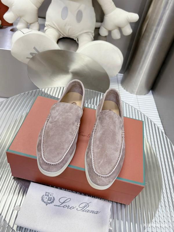 2025 Unisex Philipp Plein Taupe Calf Suede Loafers Soft Latex Sole LY00260