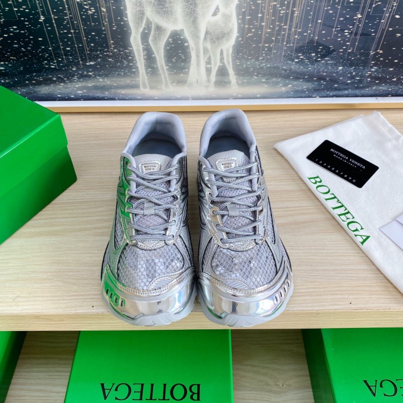 2025 Unisex Bottega Veneta Silver Grey Mesh TPU Runner Sneakers LY00310
