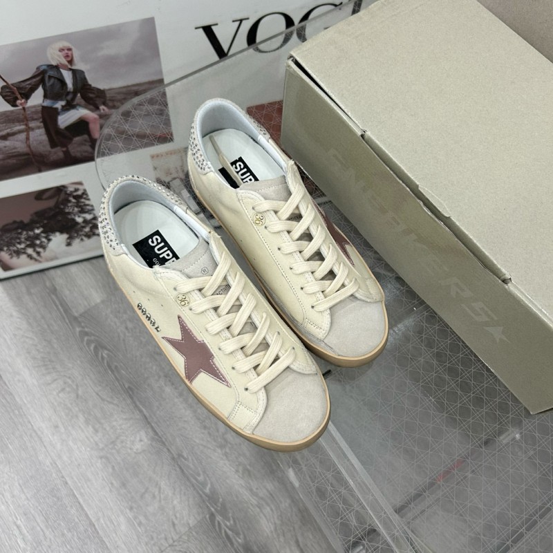 2025 Women GGDB White Beige Leather Sneakers MJ00260