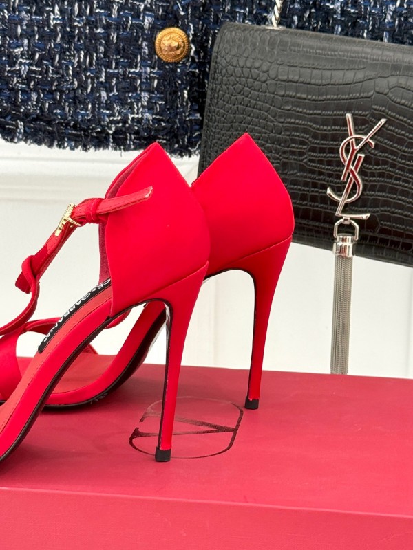 2025 Women Dolce & Gabbana Red Leather High Heel Sandals KFY00300