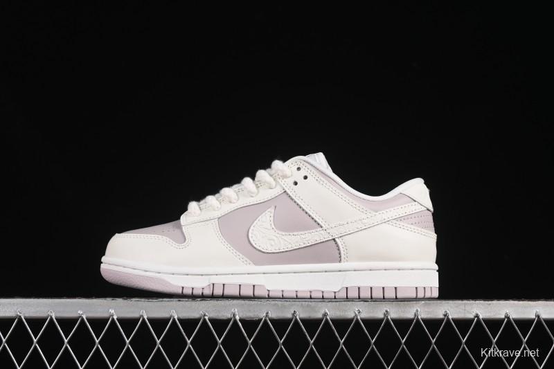 Nike SB Dunk Low White Light Purple Embossed Low-Top Casual Skate Shoes IH0639-011