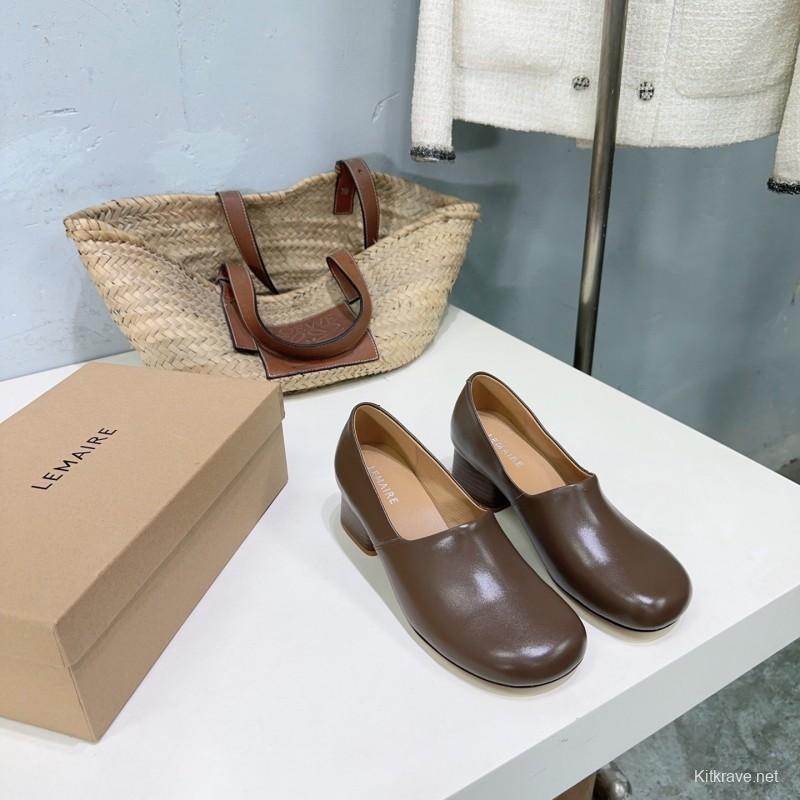 2025 Women Lemaire Brown Leather Loafers