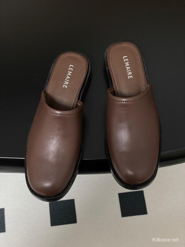 2025 Slippers Lemaire Brown Leather Slippers KFY00310
