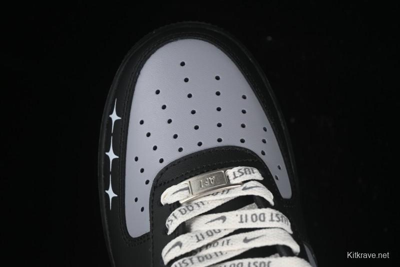 Nike Air Force 1 '07 Low Black Silver Court Low-Top Casual Sneakers - ZH0316-085