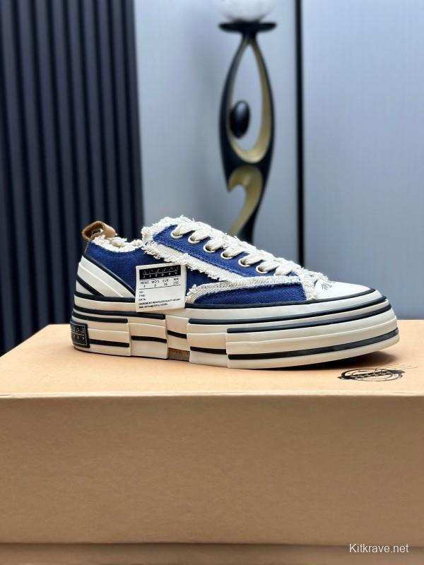 2025 Unisex XVESSEL Navy White Canvas Plimsolls Vulcanized AS00240