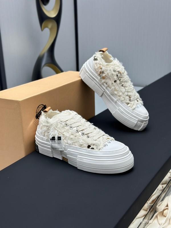 2025 Unisex XVESSEL White Canvas Plimsolls Vulcanized AS00260