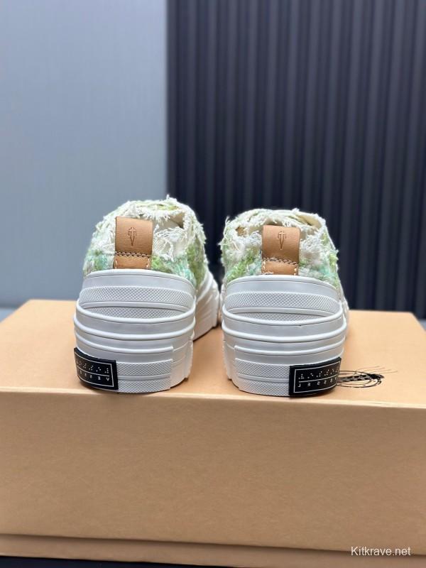 2025 Unisex XVESSEL White Green Canvas Plimsolls Vulcanized AS00260