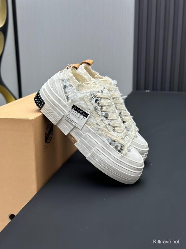2025 Unisex XVESSEL White Canvas Plimsolls Vulcanized AS00260