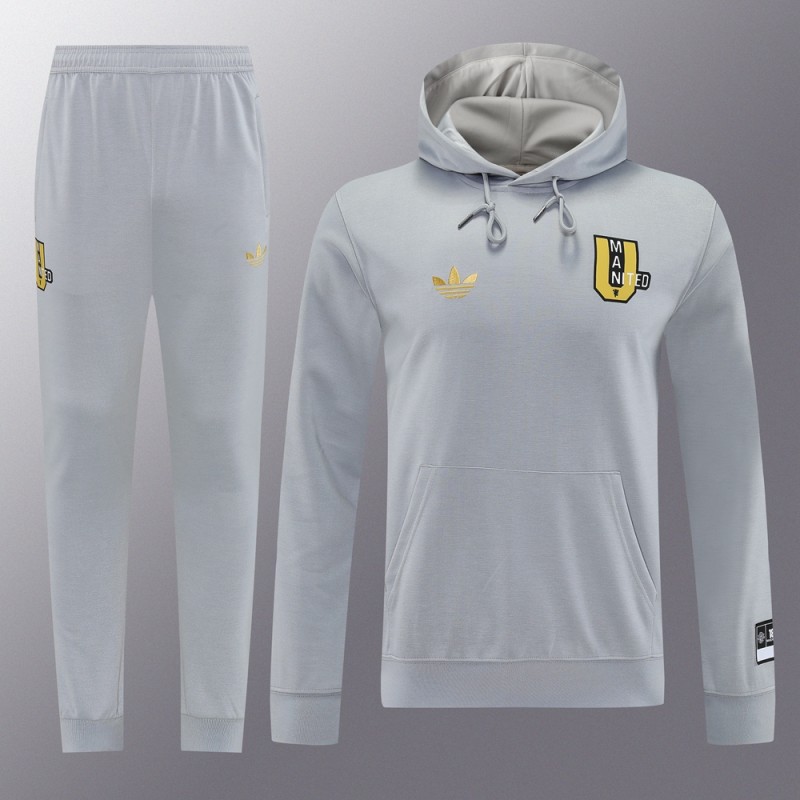 25/26 Manchester United Hooide Grey Full Zipper Jacket + Long Pants