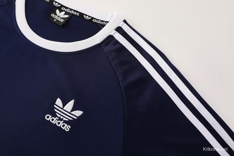 2025 Adidas Originals Long Sleeve T-Shirt Collection - Navy/White/Black with 3-Stripes