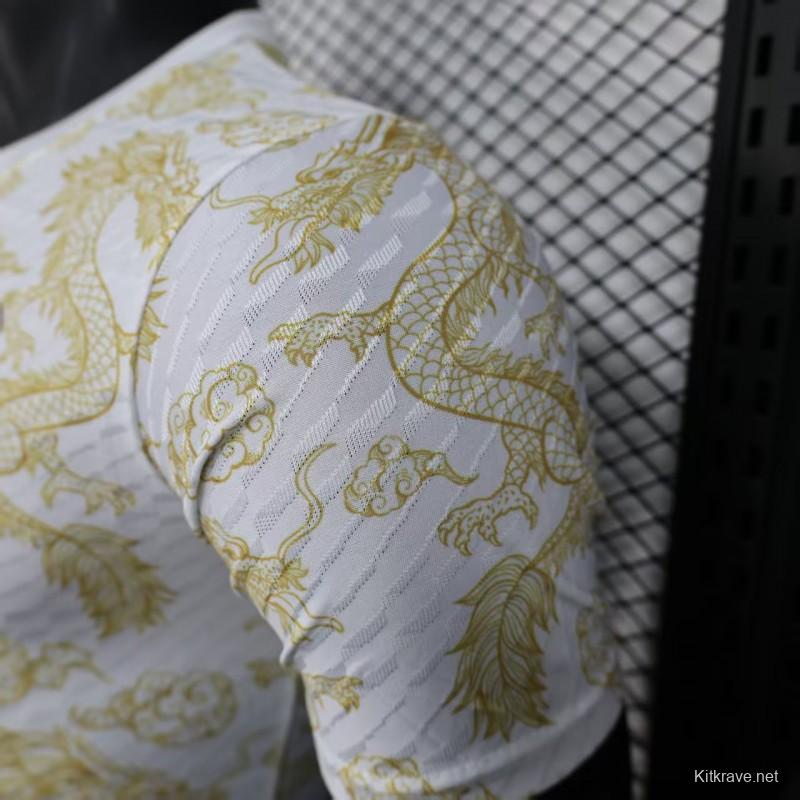 Player Version 25/26 Real Madrid White with Golden Dragon Pattern Jersey