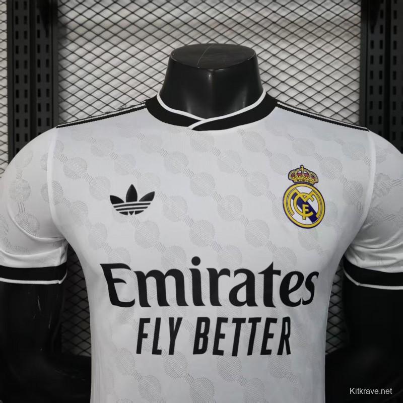 Player Version 25/26 Real Madrid White with Geometric Pattern Jersey