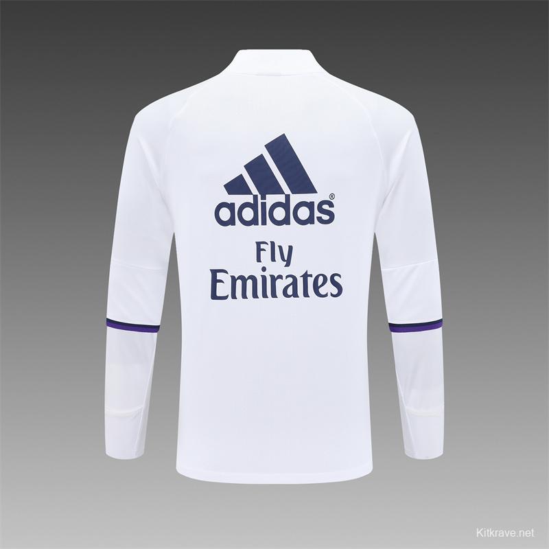 Retro 16/17 Real Madrid White Half Zipper Jacket