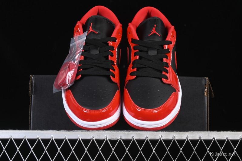 Nike Air Jordan 1 Low AJ1 Patent Leather Black Red Low-Top Casual Sneakers HV4089-006