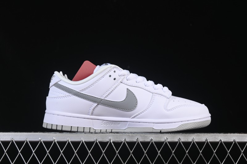 Nike Supreme x Dunk SB Dunk Low White Low-Top Casual Skate Shoes - HQ8487-100
