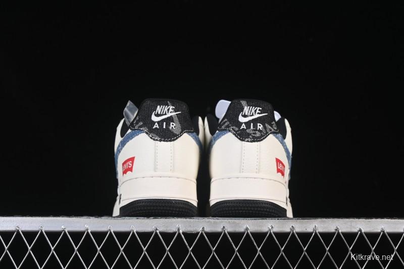 Nike Air Force 1 '07 Low Levi's Collaboration Light Blue Denim Four Swoosh Casual Sneakers - QW5606-261