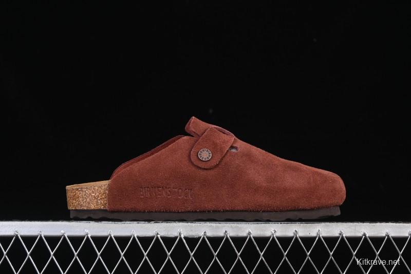 Birkenstock Sandals Series with Soft Leather Upper and Cork Rubber Midsole - Red Wine