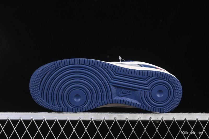Nike Air Force 1 '07 Low Supreme Collaboration White Blue Gray Red Casual Sneakers - XD2588-602