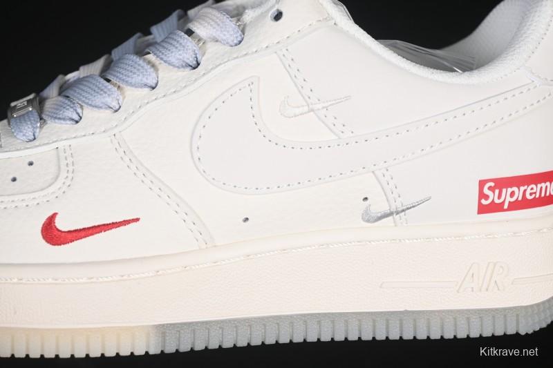 Nike Air Force 1 '07 Low Supreme Collaboration Beige Grey Crystal Sole Casual Sneakers - XX3168-178