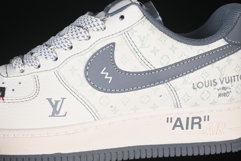 Nike Air Force 1 '07 Low LV Collaboration Beige Black Woven Label Casual Sneakers - CX5050-Y08