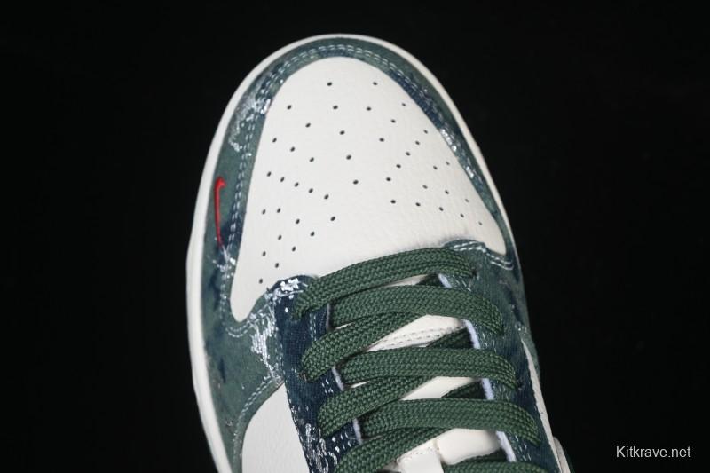 Nike SB Dunk Low BAPE Collaboration White Army Green Anniversary High-End Custom Low-Top Casual Skate Shoes - SC0601-465