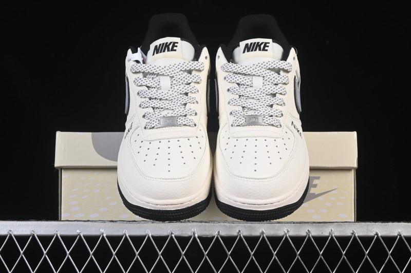 Nike Air Force 1'07 Low Beige Gray Black Letter Casual Sneakers - JS8028-018