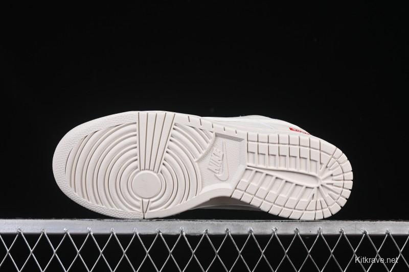 Nike SB Dunk Low Supreme Collaboration Off-White Red Swoosh Low-Top Casual Skate Shoes - CS1688-109