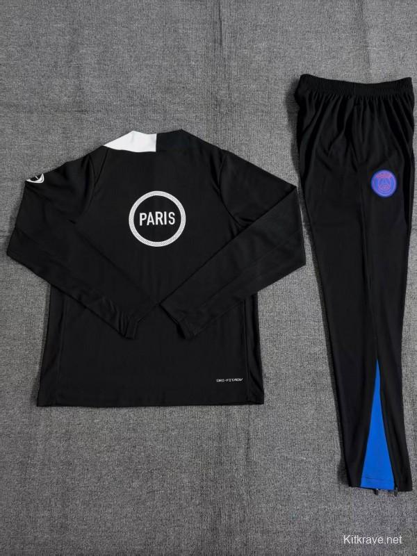 Player Version 25/26 Kids PSG Black T90 Half Zipper Jacket+Long Pants