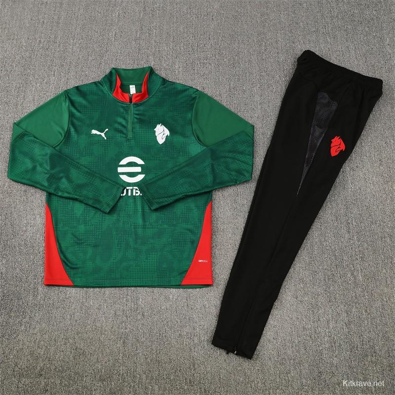 25/26 AC Milan Green Camouflage Half Zipper Jacket+Long Pants