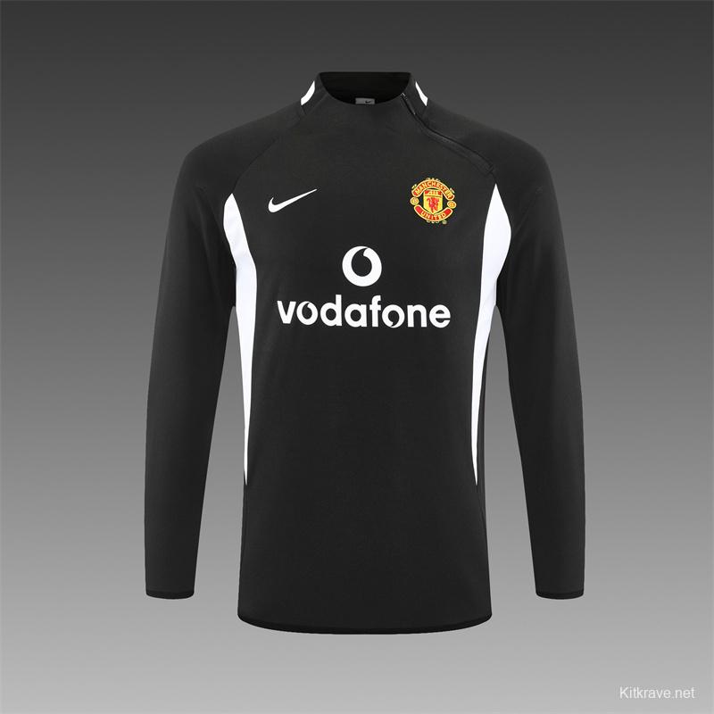 Retro 02/03 Manchester United Black Half Zipper Jacket+Long Pants