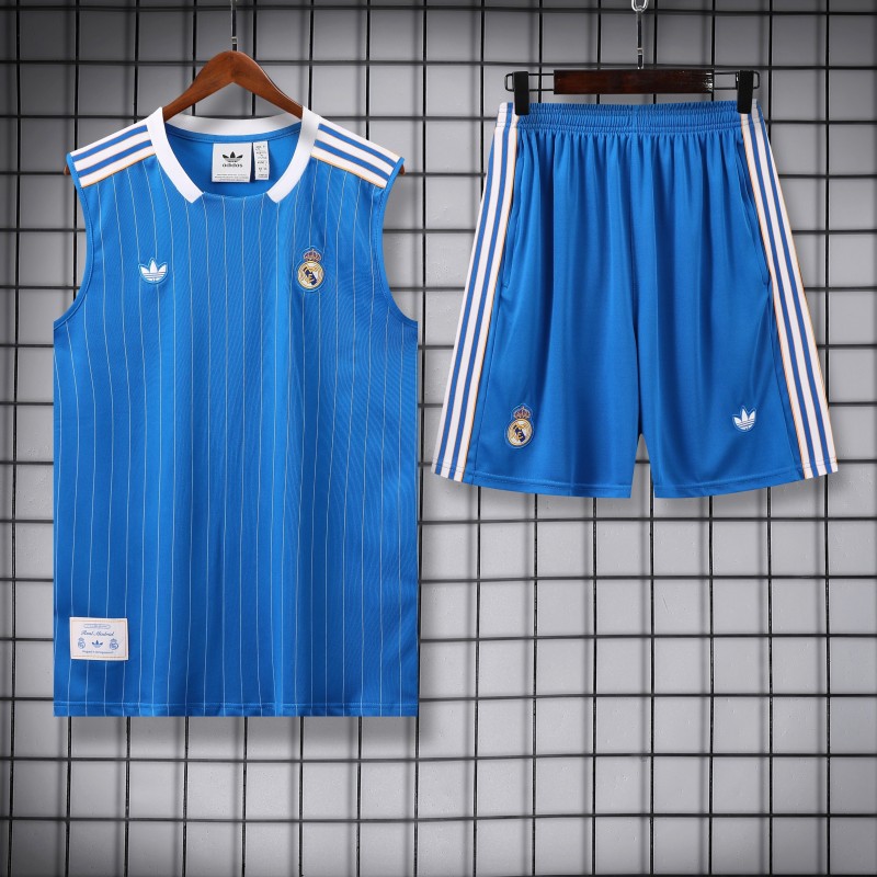 25/26 Real Madrid Adidas Original Blue Vest Jersey+Shorts