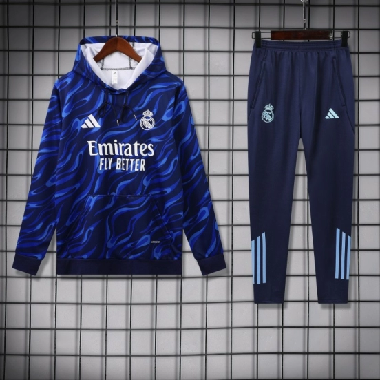 25/26 Real Madrid Blue Hoodie +Long Pants