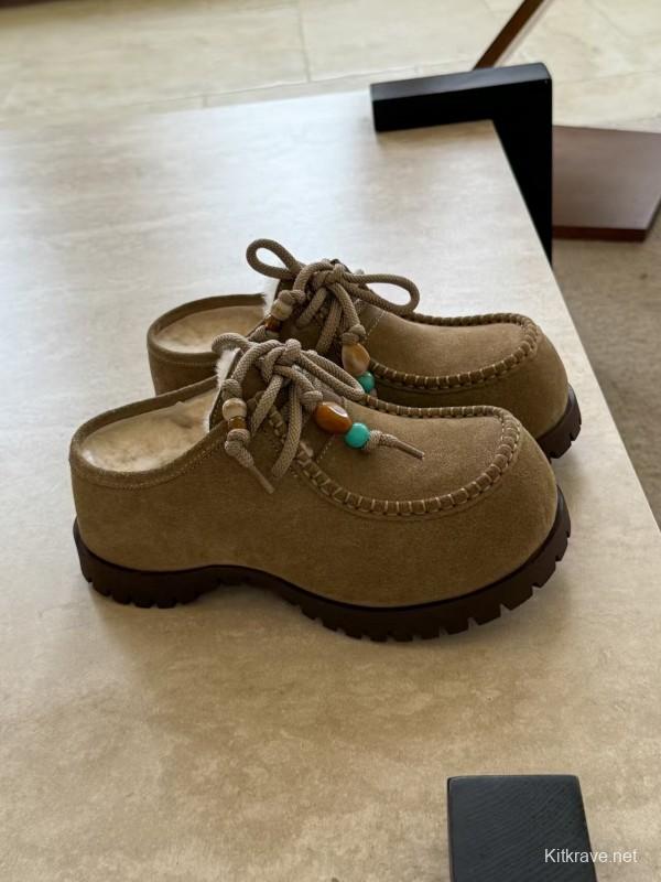 UGG Fall Winter New Potato Wool Slippers Retro Acrylic Buckle Decoration - KFY00250