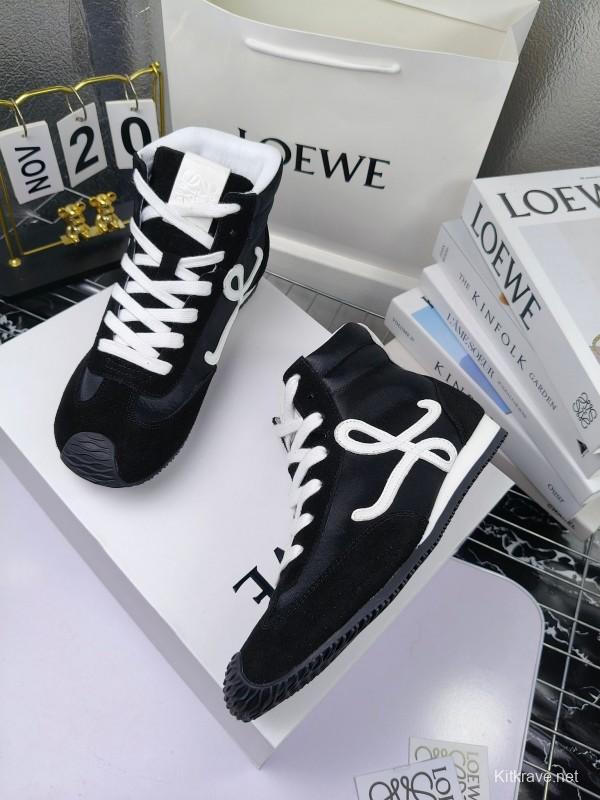 LOEWE High-Top German Training Sneakers Retro Fashion Casual White Shoes - LY00330