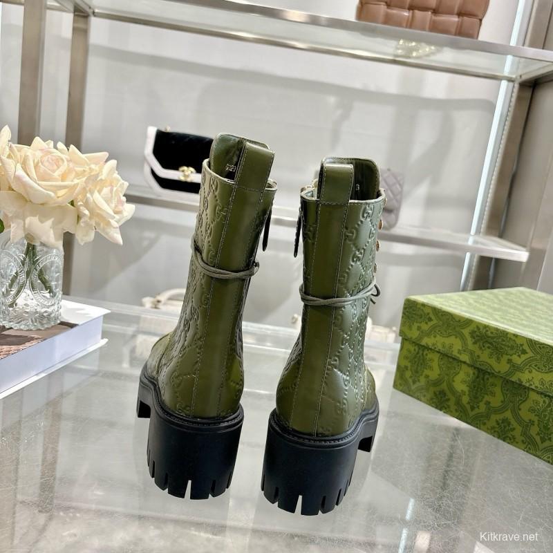 Gucci GG Lace-Up Ankle Boots in Calfskin - LY00380