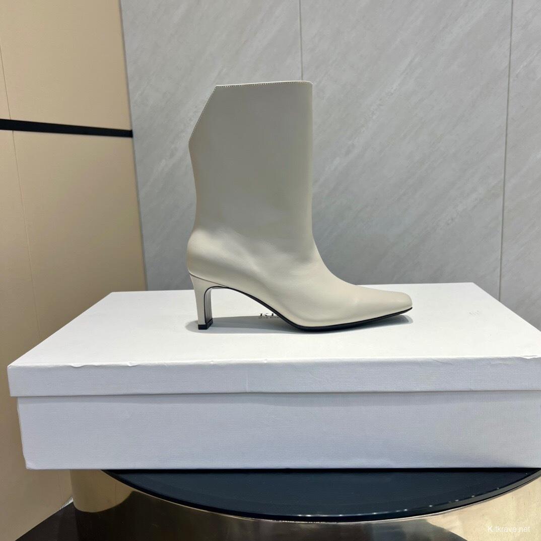 Khaite 2025 SS Fashion Square Toe Slip-On Ankle Boots - KFY00390