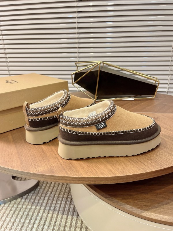 UGG Ethnic Tazz Series Thickened Height-Increasing Slip-On Fur Shoes - MJ00220