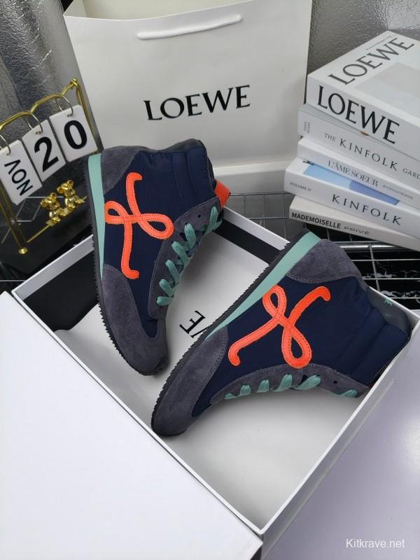 LOEWE High-Top German Training Sneakers Retro Fashion Casual White Shoes - LY00330