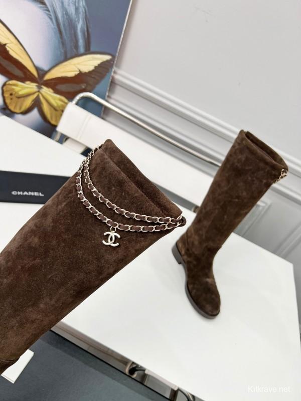 Chanel 2025/SS Quilted Leather Chain CC Four-Leaf Clover Flat Ankle Boots - LY00510