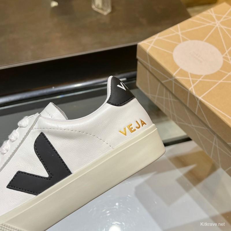 VEJA Classic White Sneakers V Logo Lace-Up Retro Flat Platform Casual Sports Shoes - LY00220/LY00230