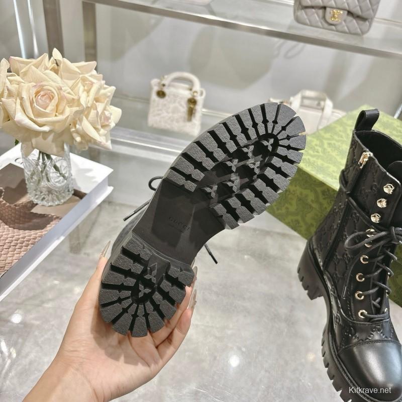 Gucci GG Lace-Up Ankle Boots in Calfskin - LY00380