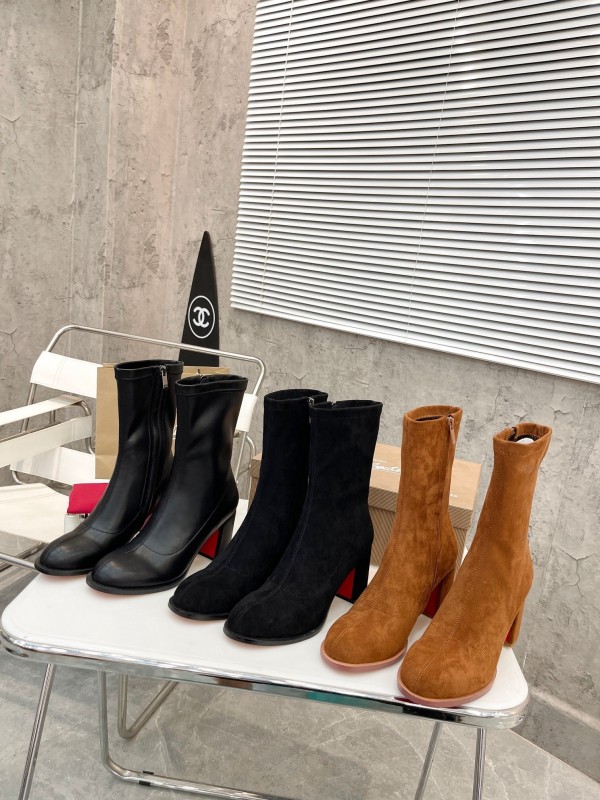 Christian Louboutin 2025/SS Chunky Heel Elastic Ankle Boots - LY00300