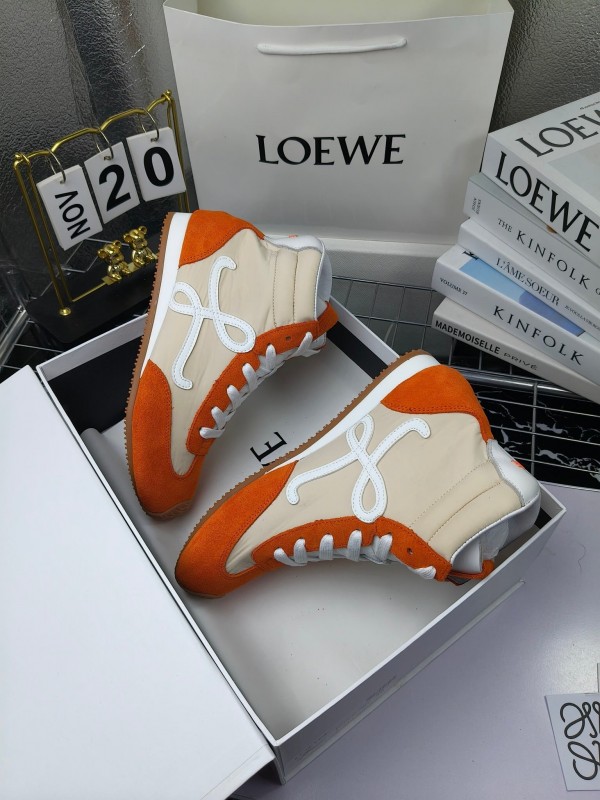 LOEWE High-Top German Training Sneakers Retro Fashion Casual White Shoes - LY00330