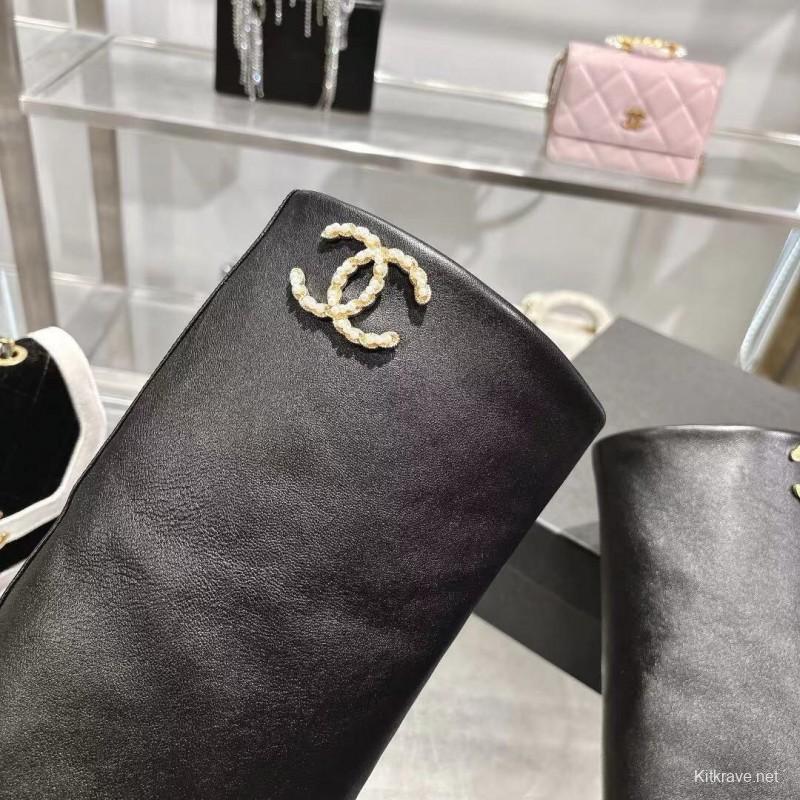 Chanel 2025/SS Autumn Winter Runway Turn-Cuff Block Heel Straight Tube Boots Classic Color Block - LY00510