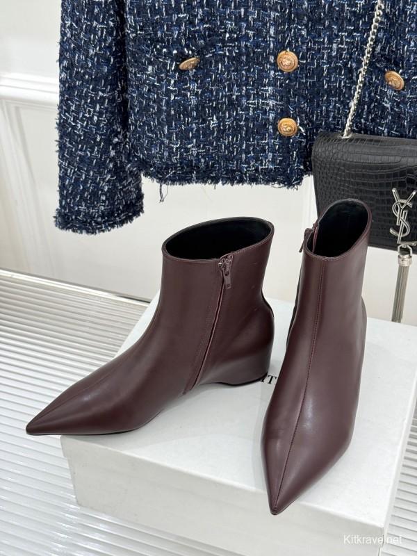 Khaite Retro Pointed Toe Ankle Boots with Height Increase - KFY00390